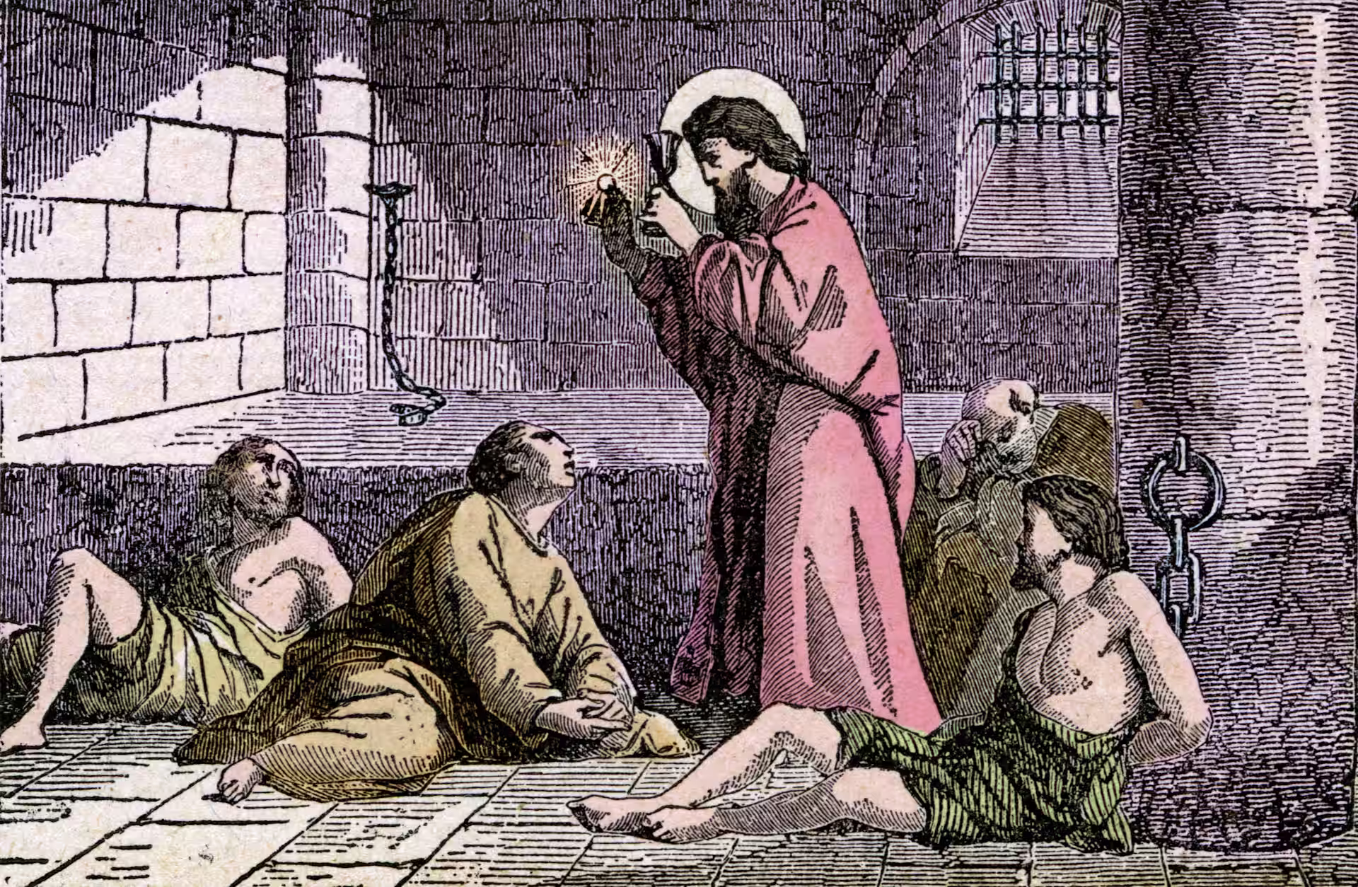 Illustration of St. Valentine in prison
